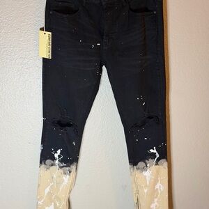 KDNK Distressed Black and Tan Jeans